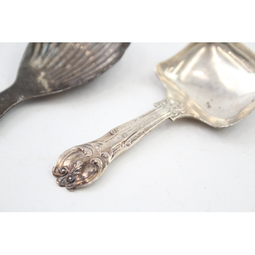 36 - 2 x .925 sterling caddy spoons inc george unite, victorian etc