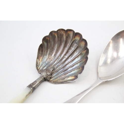 37 - 3 x .925 sterling caddy spoons inc georgian