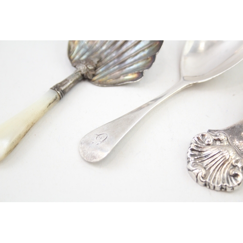 37 - 3 x .925 sterling caddy spoons inc georgian