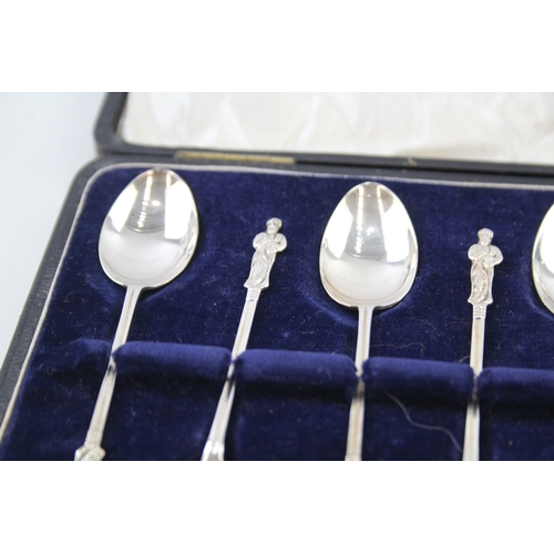 56 - 6 x .925 sterling apostle teaspoons in fitted case