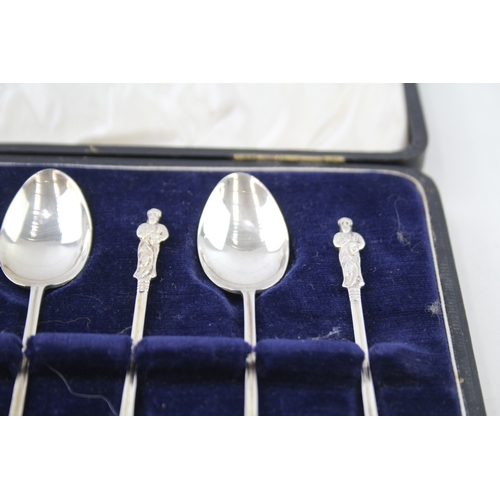 56 - 6 x .925 sterling apostle teaspoons in fitted case