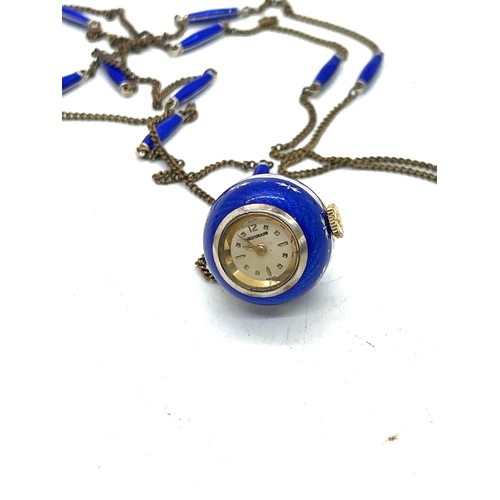 521 - Boxed Atlanta Geneve enamel necklace watch