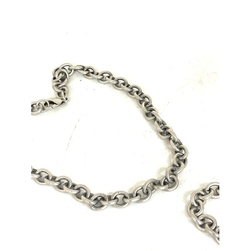 510 - Modernist silver link necklace and bracelet set total weight 93grams