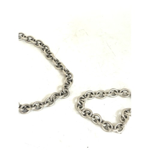 510 - Modernist silver link necklace and bracelet set total weight 93grams