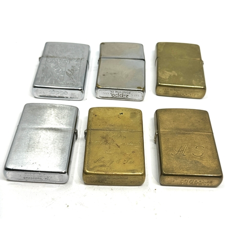 477 - 6 vintage used zippo lighters