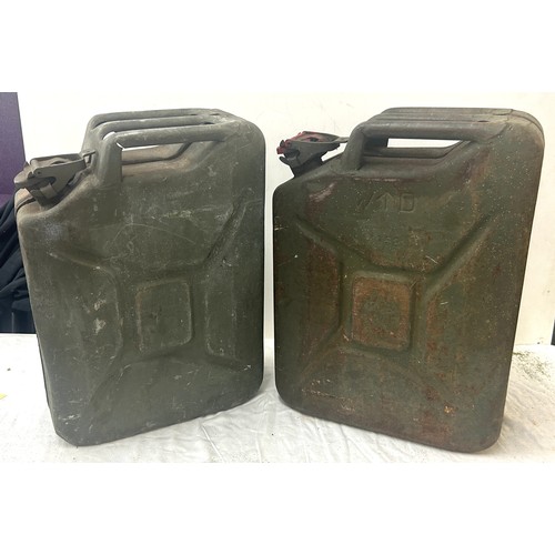 337 - Two military jerry cans overall measures approx 18 inches tall