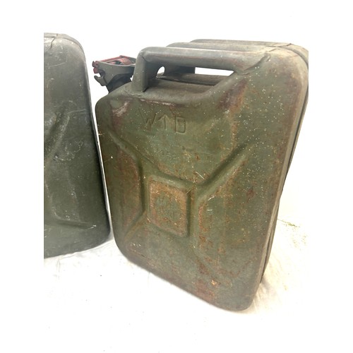 337 - Two military jerry cans overall measures approx 18 inches tall