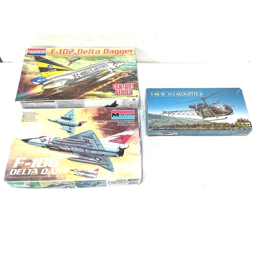 16 - Selection of model kits to include Monogram F-106 Delta Dart, Monogram F-102 Delta Dagger and Heller... 