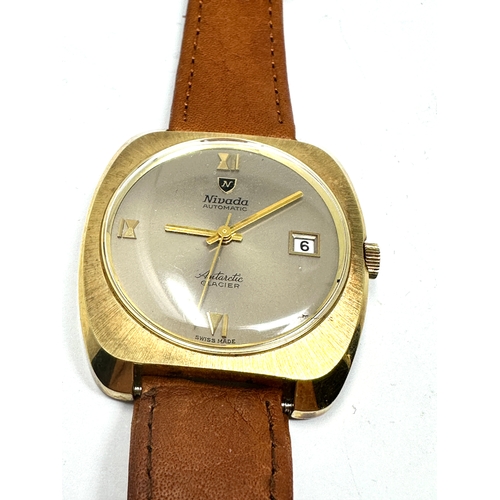 442 - Vintage Nivada automatic Antarctic Glacier gents wristwatch the watch is ticking leather strap the w... 