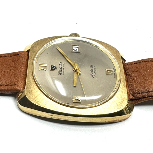 442 - Vintage Nivada automatic Antarctic Glacier gents wristwatch the watch is ticking leather strap the w... 