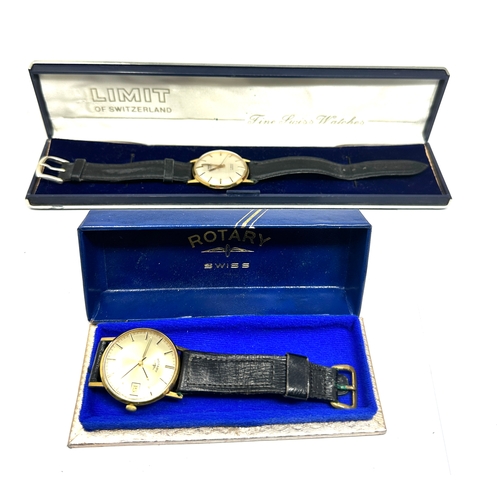 444 - 2 original boxed vintage gents wristwatches Limit 17 jewel & Rotary both in good condition and ticki... 