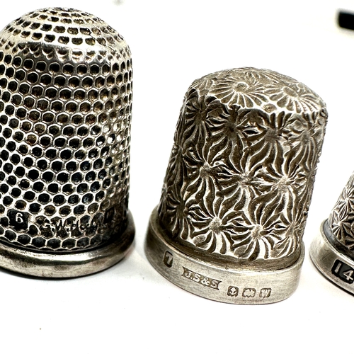 6 - 4 Antique silver thimbles