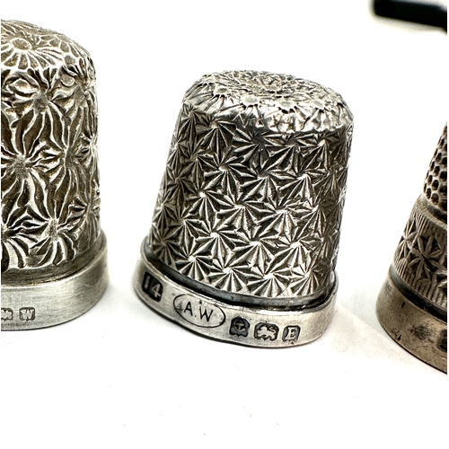 6 - 4 Antique silver thimbles