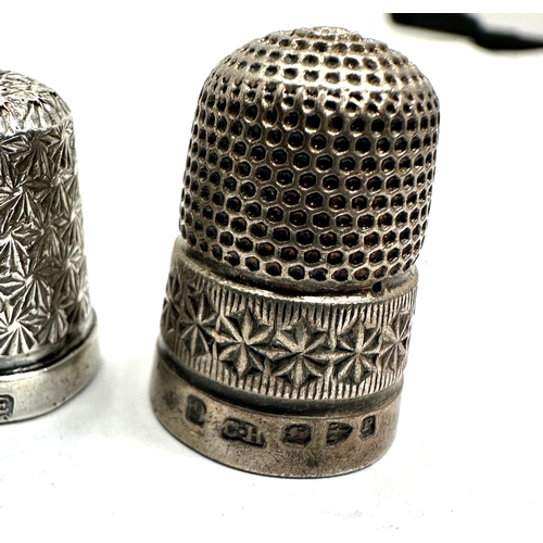 6 - 4 Antique silver thimbles