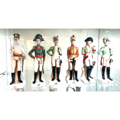 564 - Set of 6 ceramic caliver soldier figures, overall height 9 inches