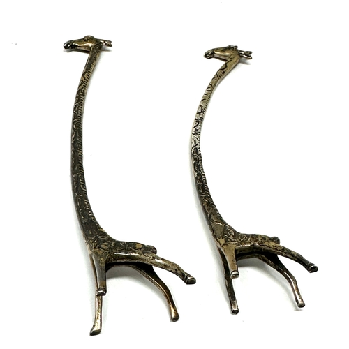 15 - pair of Vintage novelty egyptian silver giraffe figures each measure approx height 14cm weight 53g