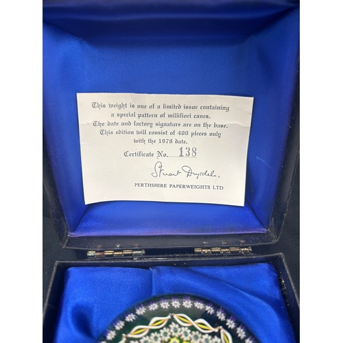 437 - Large vintage 1978 boxed limited edition Perthshire Millerfori paperweight wth COA no 138 of 400