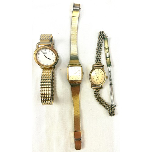 532A - Ladies 9ct gold cased wristwatch (strap not gold), untested, 2 ladies Seiko wristwatches both untest... 