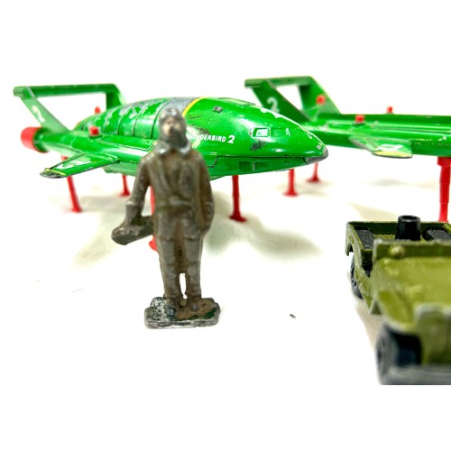 452 - Matchbox vintage Thunderbirds T2  model, 1 spare, Lesney army truck, 2 lead small figures, plastic s... 