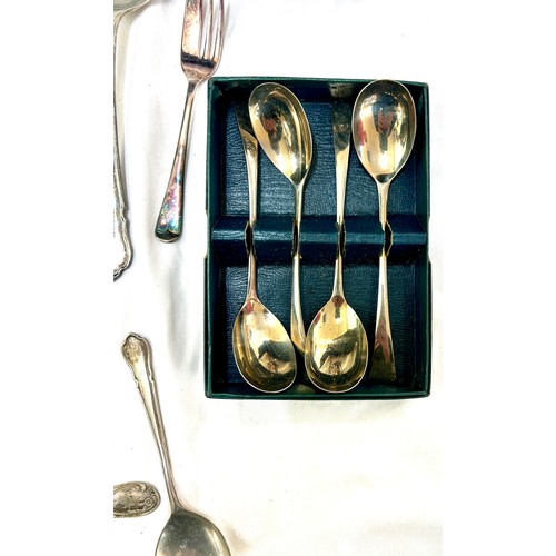 386 - Selection of silver plated cutlery, tanker etc