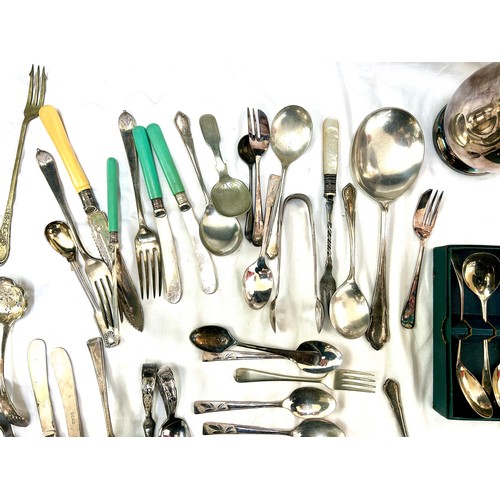 386 - Selection of silver plated cutlery, tanker etc