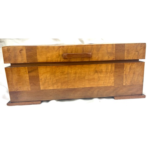 36 - 2 Wooden inlaid art deco boxes, largest measures approximately Length 12 inches, Depth 8 inches, Hei... 