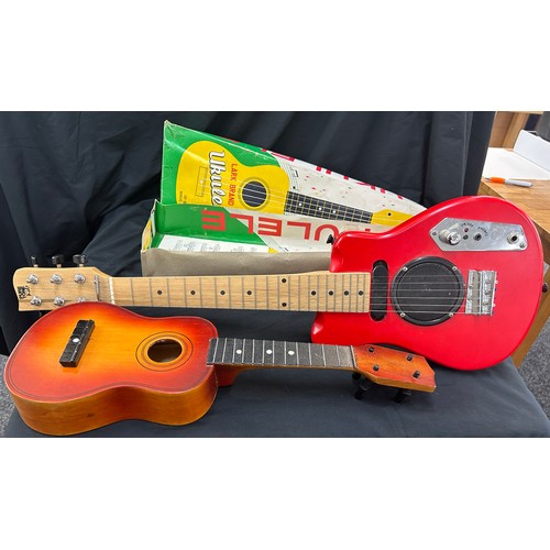 110 - Ukulelu and childs electric guitar, untested