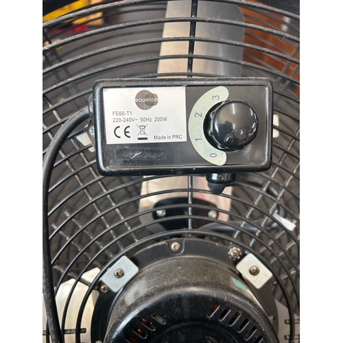 290 - Industrial style fan, 200 watt, 3 speeds, working order, Height 30 inches, Width 32 inches