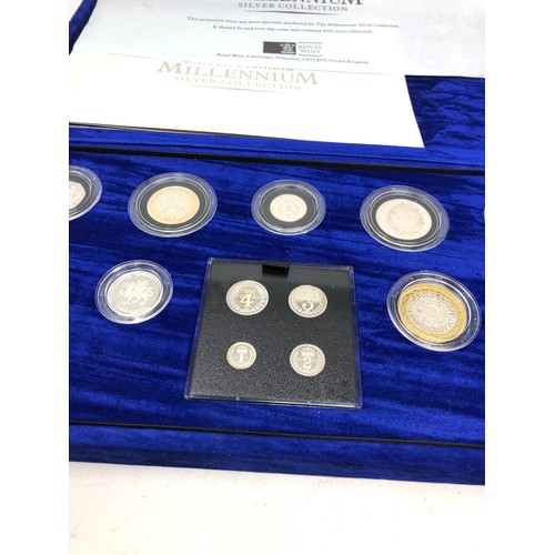 489 - Royal Mint Millennium Silver Collection 9 Coins + 4 Maundy Coins + Coa