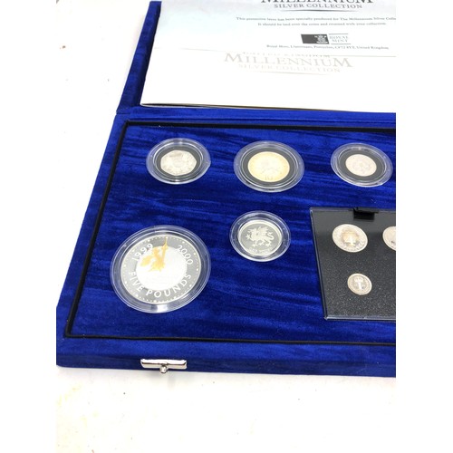 489 - Royal Mint Millennium Silver Collection 9 Coins + 4 Maundy Coins + Coa