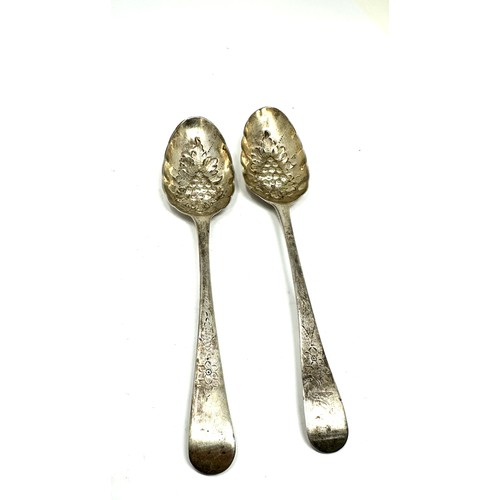 23 - pair of 18th century silver berry spoons weight 114g