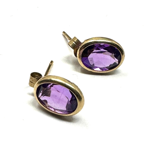 100 - 9ct gold amethyst earrings