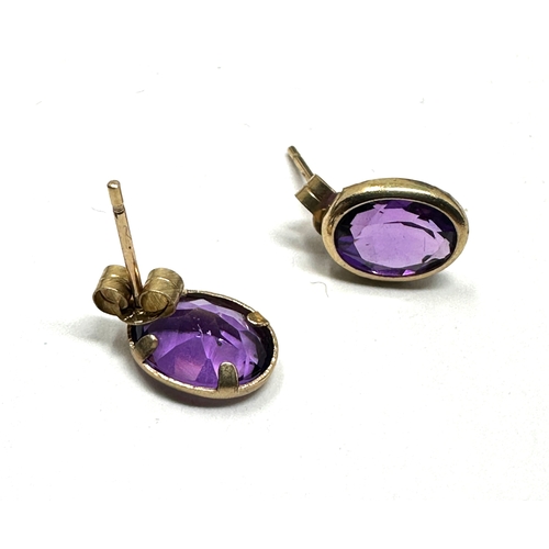 100 - 9ct gold amethyst earrings