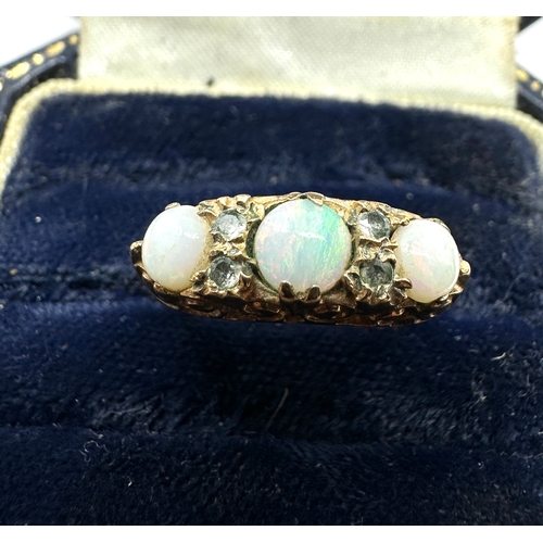 101 - 9ct gold opal & diamond ring weight 2.5