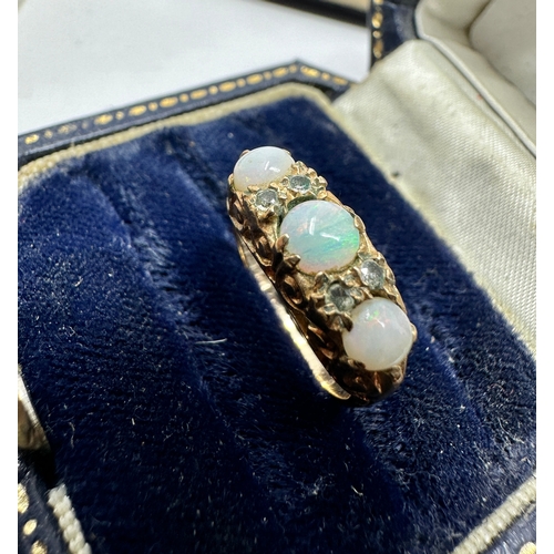 101 - 9ct gold opal & diamond ring weight 2.5