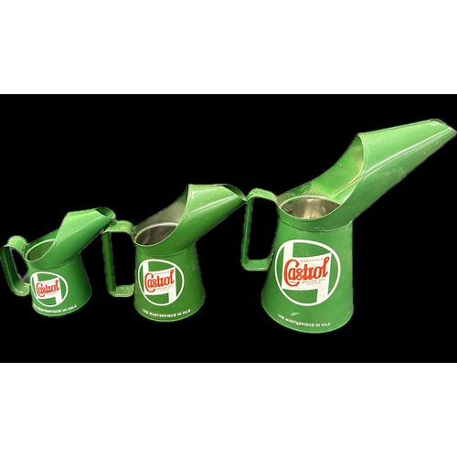 30 - 3 graduated Castrol oil oil jugs, tallest measures approximately 10 inches