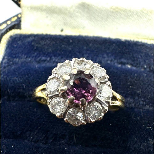 107 - 18ct gold amethyst & diamond ring est 0.50ct diamonds weight approx 4g