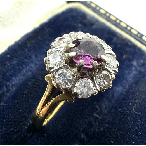 107 - 18ct gold amethyst & diamond ring est 0.50ct diamonds weight approx 4g