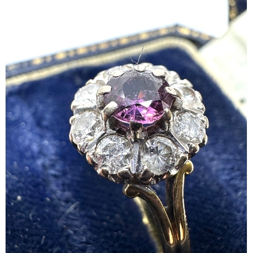 107 - 18ct gold amethyst & diamond ring est 0.50ct diamonds weight approx 4g