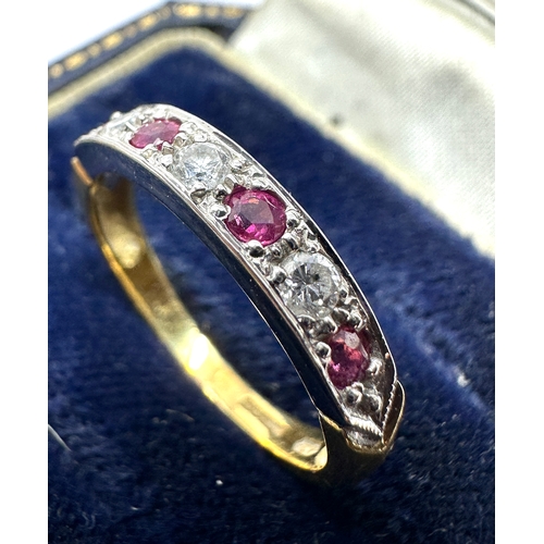 108 - 18ct gold ruby & diamond ring weight 3.4g