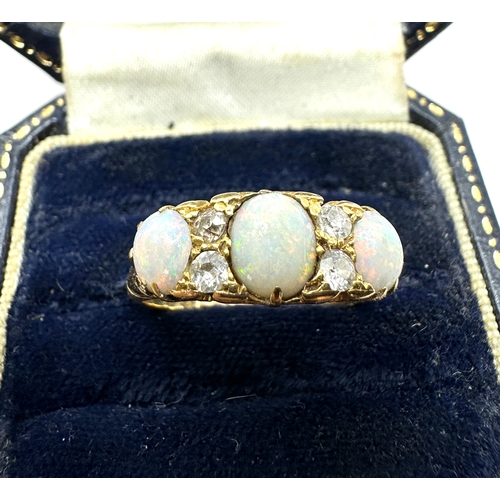 109 - Antique 18ct gold opal & diamond ring chester gold hallmarks weight 4.8g