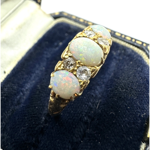 109 - Antique 18ct gold opal & diamond ring chester gold hallmarks weight 4.8g