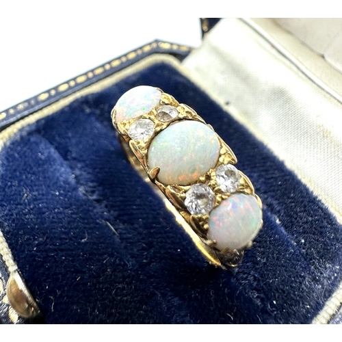 109 - Antique 18ct gold opal & diamond ring chester gold hallmarks weight 4.8g