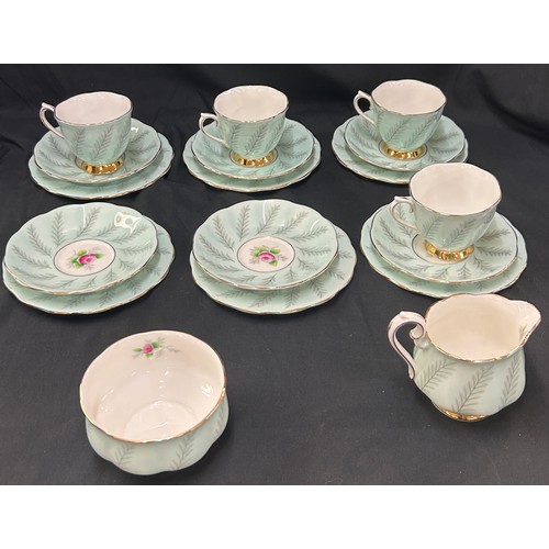 520 - Royal Albert Rosamund bone china part set to include 4 cups and saucers, sandwich plates,  milk jug/... 