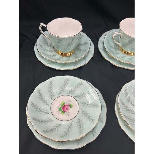 520 - Royal Albert Rosamund bone china part set to include 4 cups and saucers, sandwich plates,  milk jug/... 