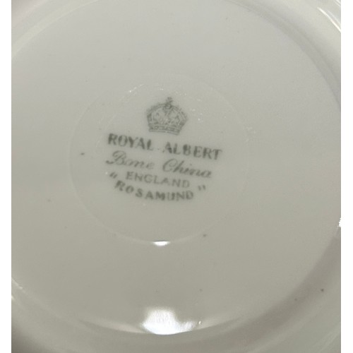 520 - Royal Albert Rosamund bone china part set to include 4 cups and saucers, sandwich plates,  milk jug/... 