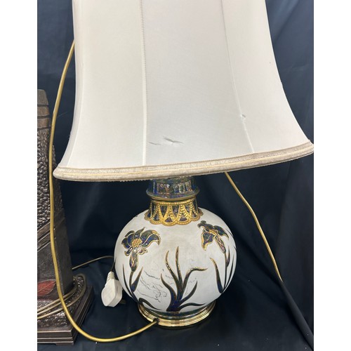 246 - 2 table lamps, one with leaf detail, one floral, both untested, tallest measures 29 inches