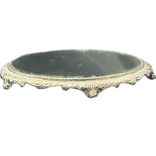 385 - Silver plated mirrored cake stand, height 2 inches, diameter 16 inches