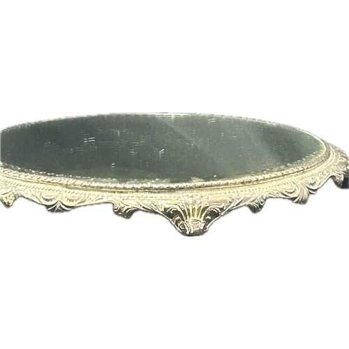 385 - Silver plated mirrored cake stand, height 2 inches, diameter 16 inches