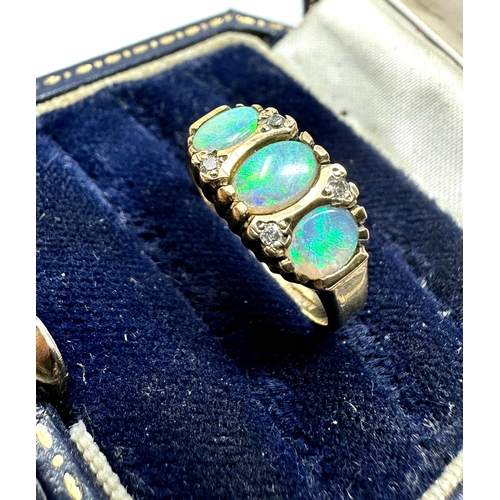 123 - 9ct gold opal & diamond ring weight 2.3g